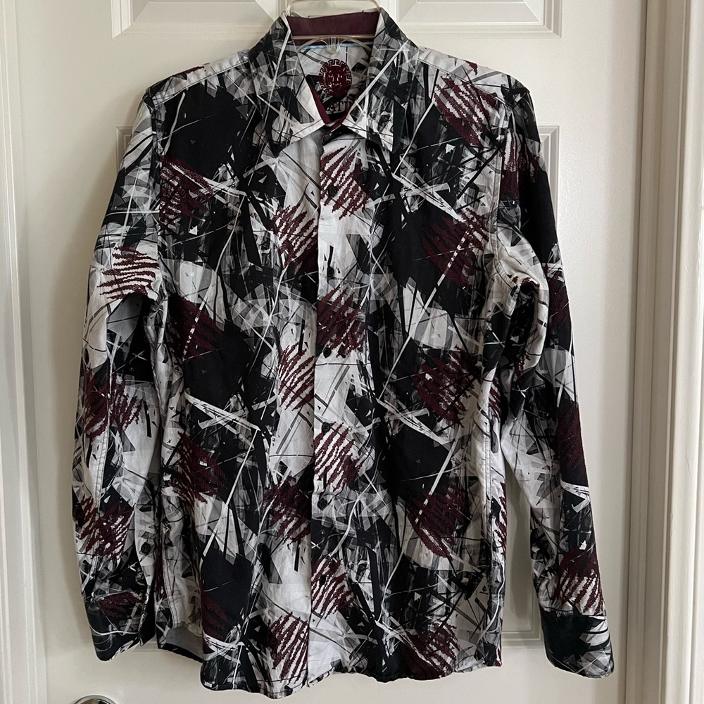 Black and White Artistic Casual Button Down Shirt
